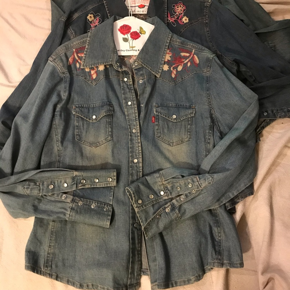 Levi, western cut, denim shirt, L, light stretch